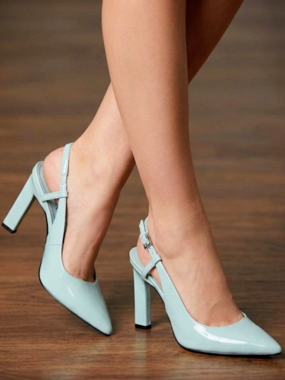 Calvin Klein Mint Sage Green Patent Slingback Pumps